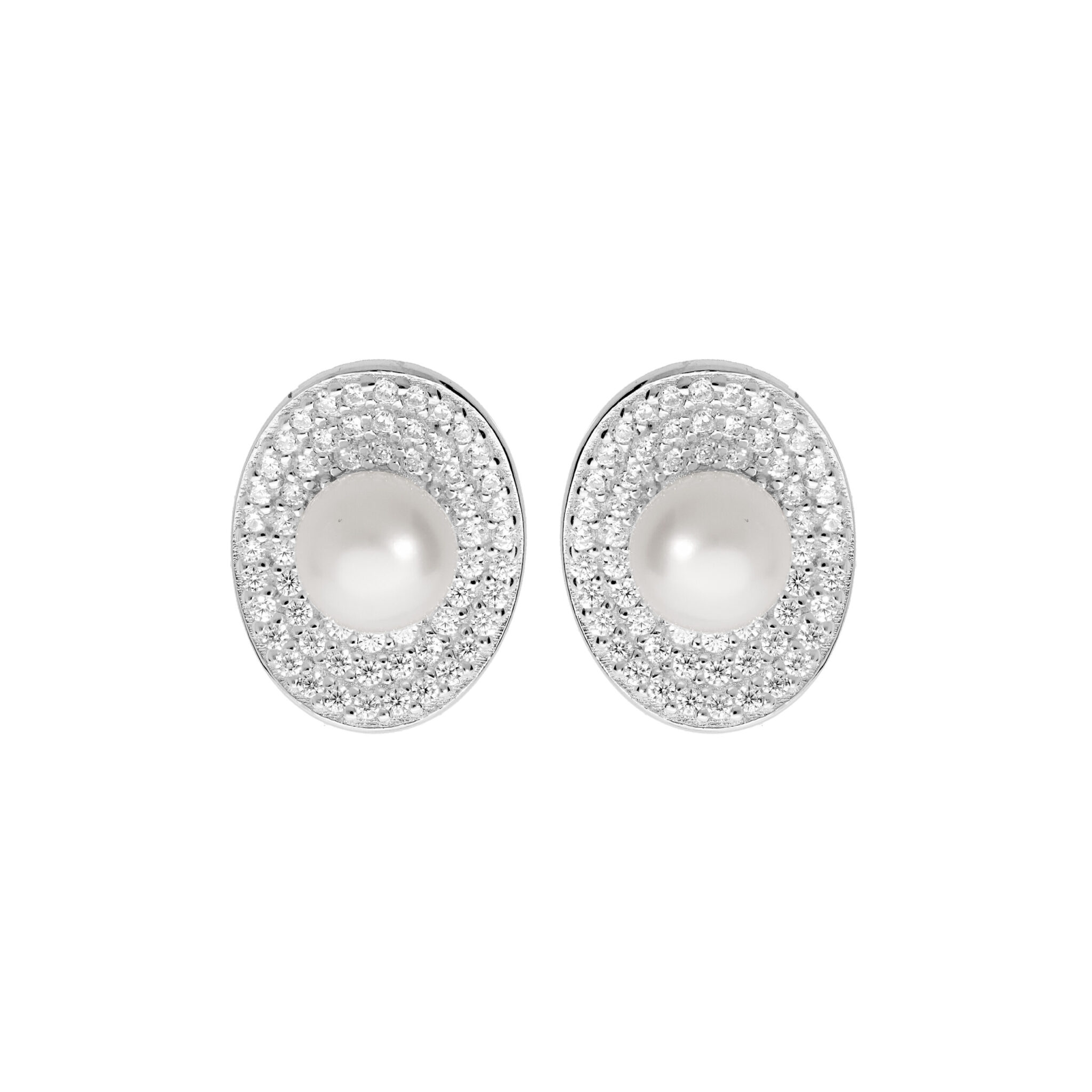 ✨ Clous d’oreilles en argent, perles & pavage zircon – Glamour intemporel ✨