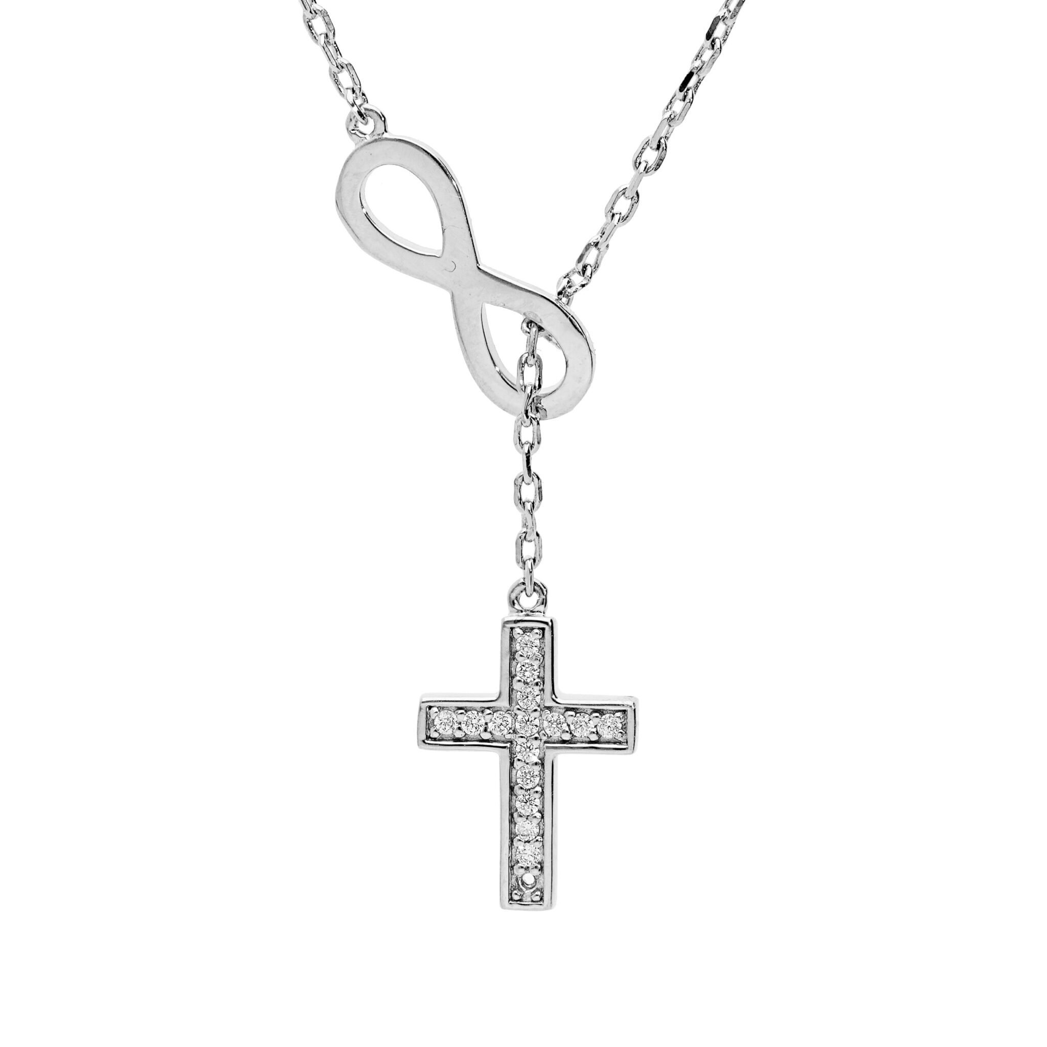 ✝️ Collier infini & croix en argent avec oxydes de zirconium ✝️