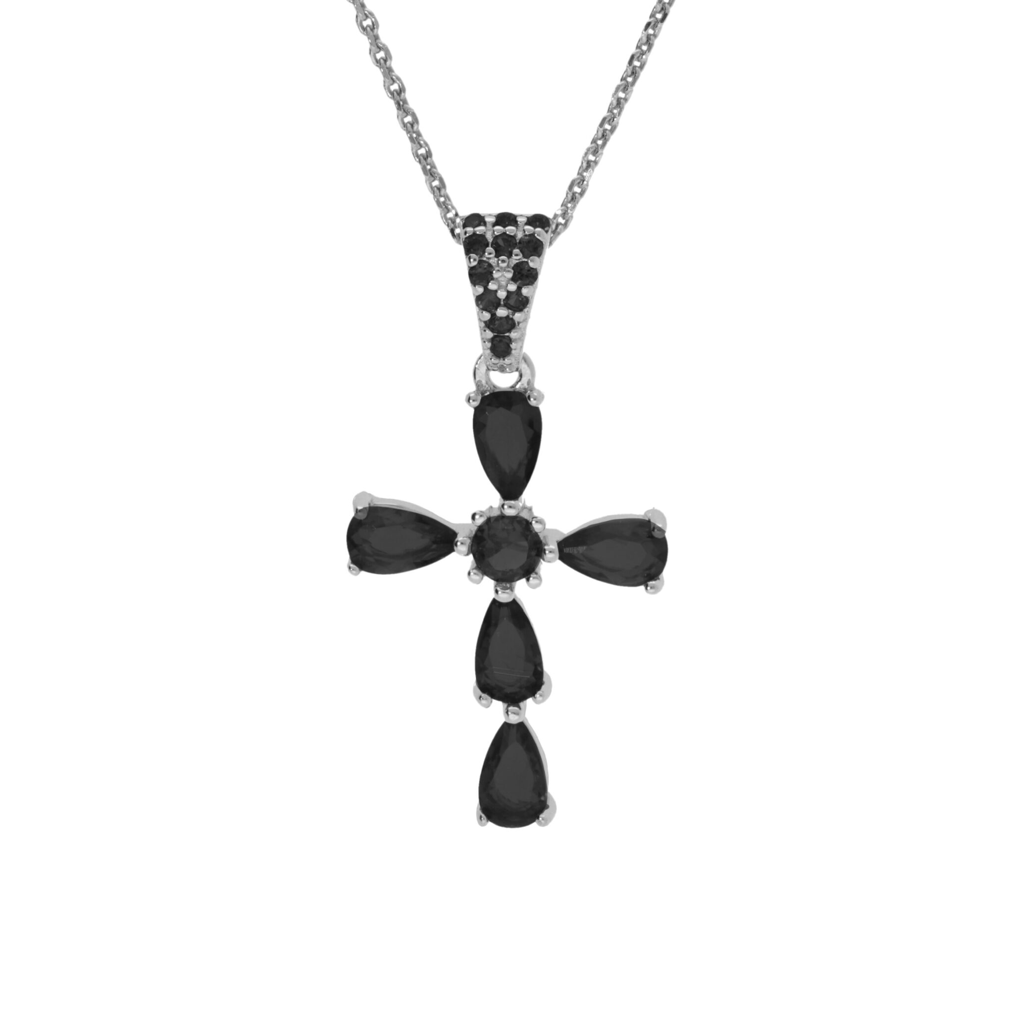 🖤 Collier croix en argent – Élégance Noire & Moderne 🖤