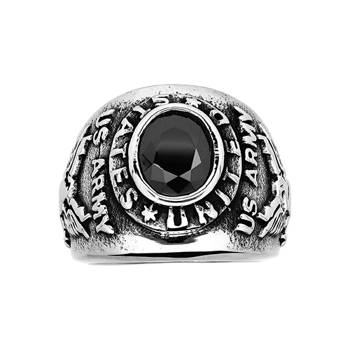 bague-us-army-acier-pierre-noire