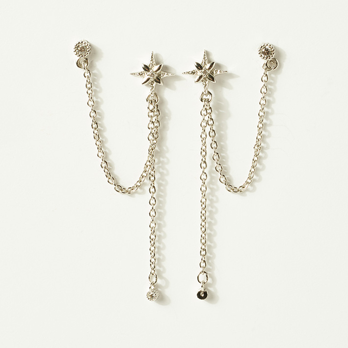 Boucles d’Oreilles Pendantes Étoiles et Chaînes – Éclat Céleste – Aimia