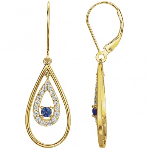 Boucles d’Oreilles Goutte Royale – Plaqué Or, Zirconium & Pierre Bleue