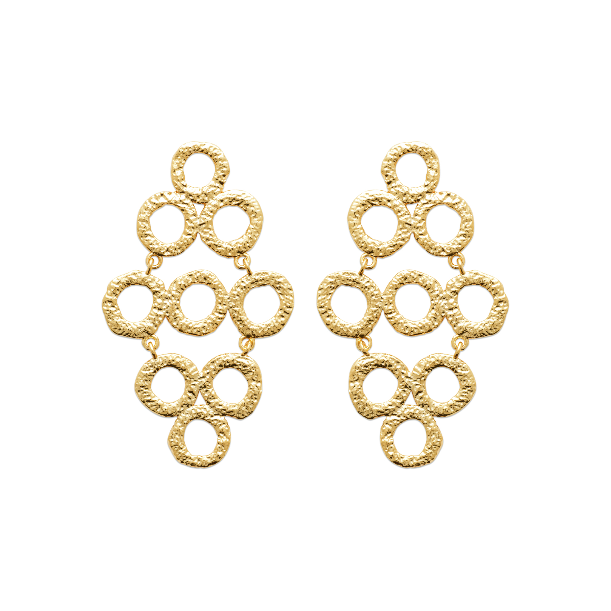 Boucles d’Oreilles Cascade Graphique – Plaqué Or Texturé