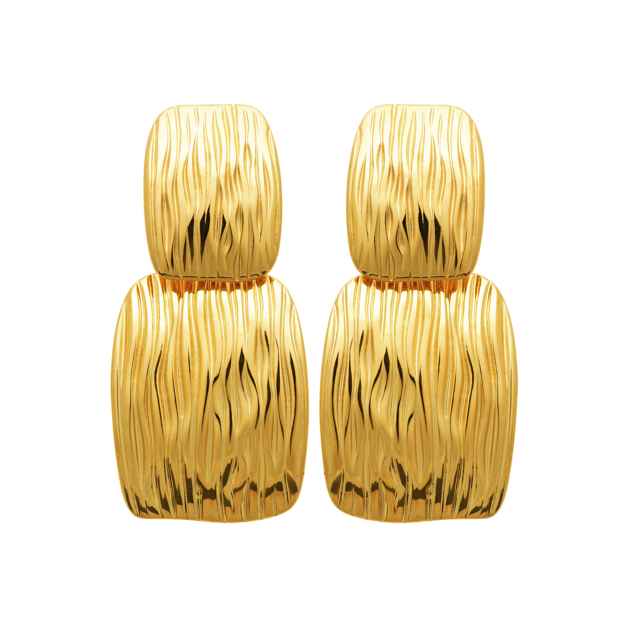Boucles d’Oreilles « Ondes d’Or » – Acier Inoxydable Doré