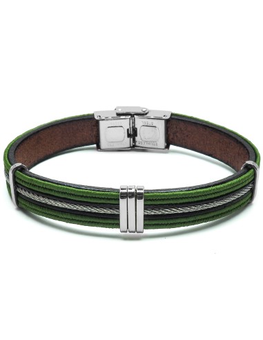 bracelet-homme-cuir-vert-acier-audace-et-elegance-metropolitaine