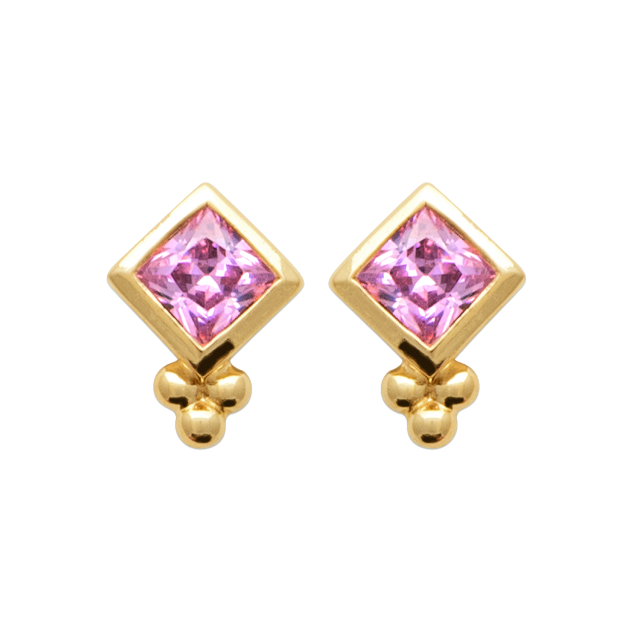 Boucles d’oreilles plaqué or Éclat rose et touche précieuse