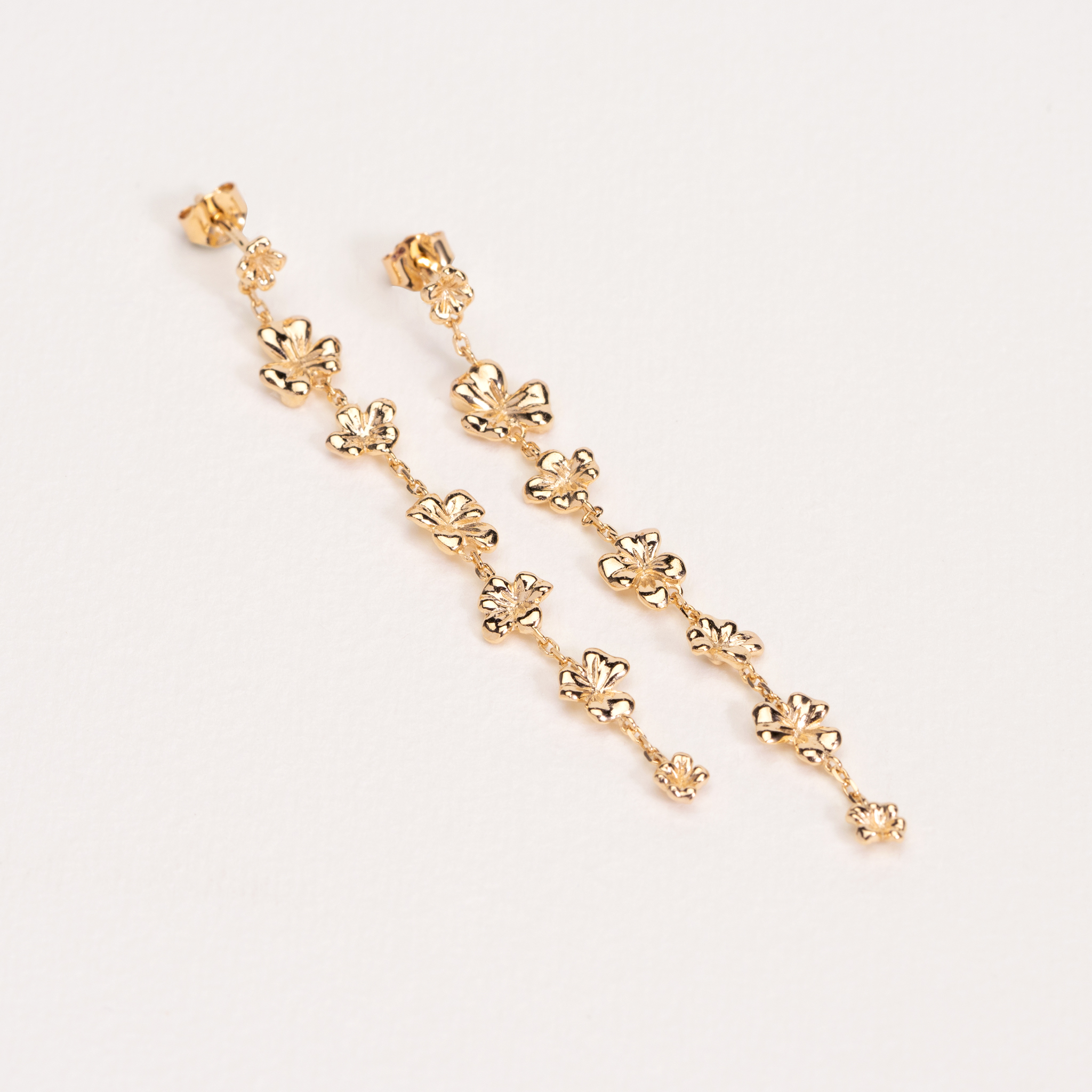 Boucles d’oreilles Romane Plaqué or 18 carats délicates fleurs en cascade