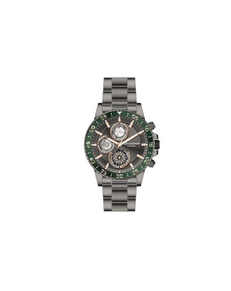 montre-homme-lee-cooper-en-acier-gun-vert-racing
