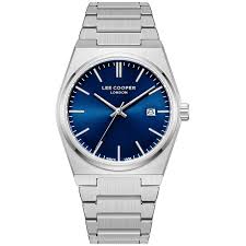 montre-homme-lee-cooper-en-acier-argente-cadran-bleu-nuit
