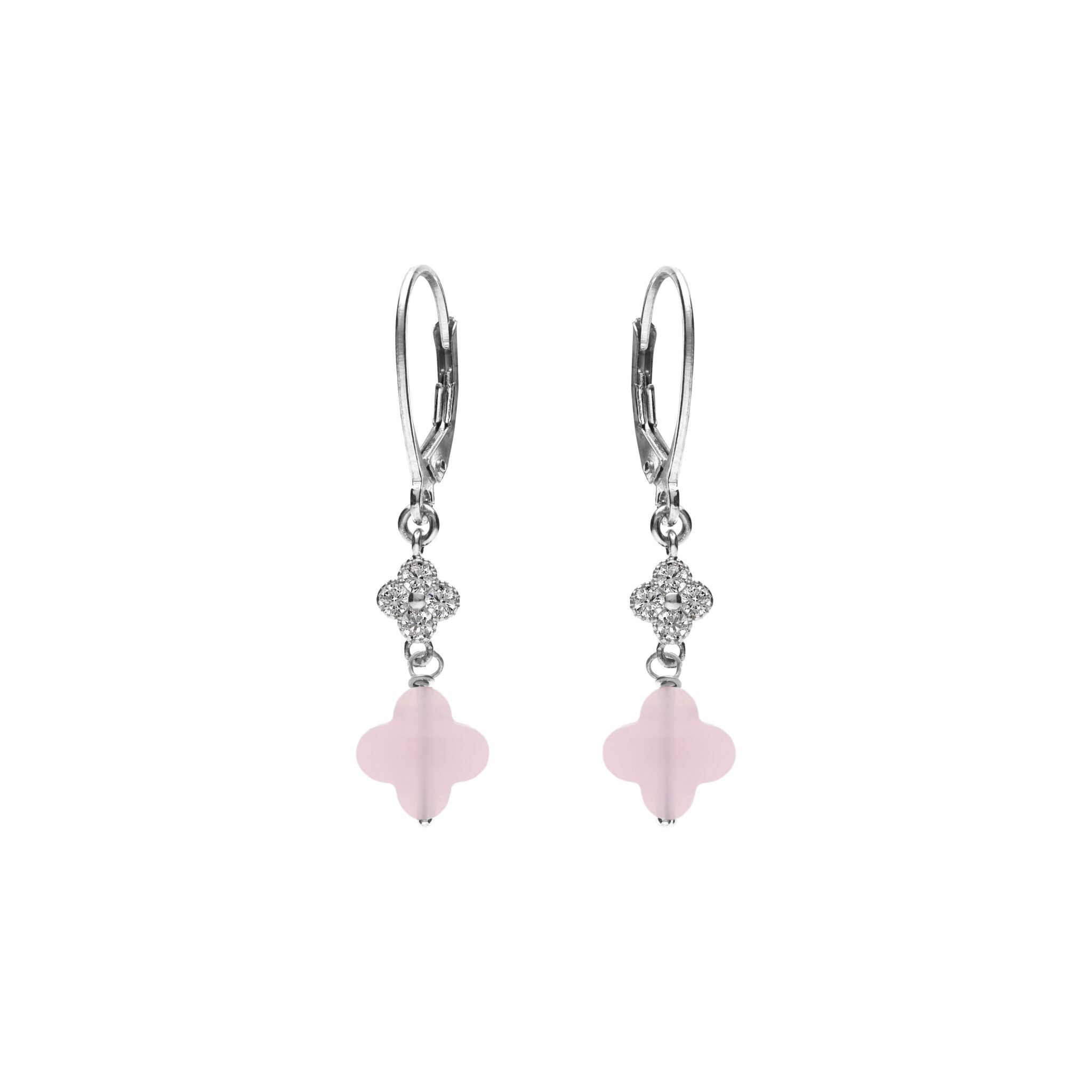 Boucles d’oreilles Léana Argent & Pâte de verre rose